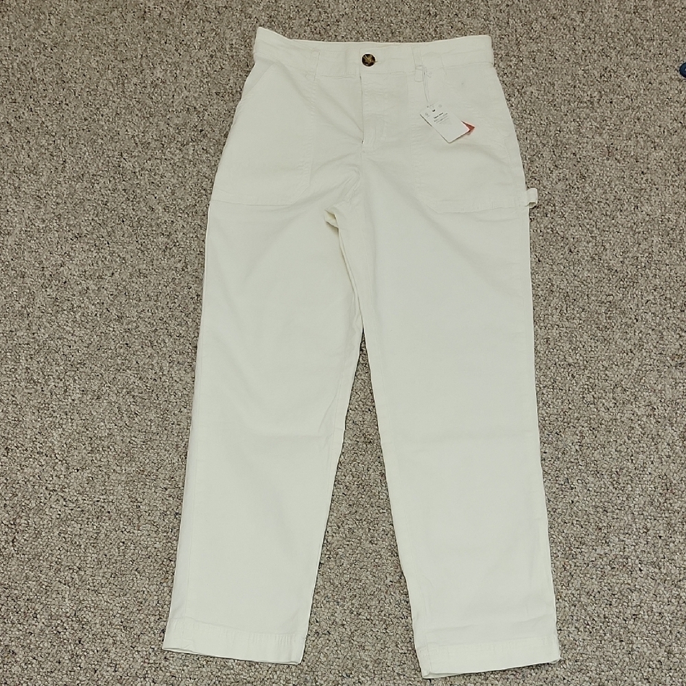 Marine Layer women's Cream High-Waisted Painter Pants Sz 4. New With Tags